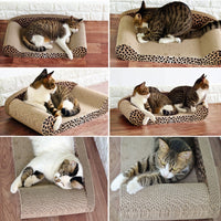 HKM-6712893 Extra Large Corrugated Cat Scratch Bed with Natural Backrest for Claw Grinding and Relaxation