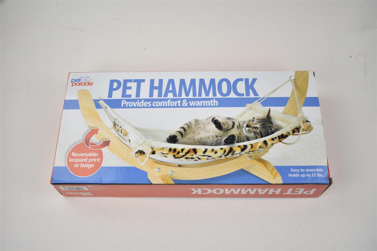 HKM-6714301 Solid Wood Cat and Dog Hammock with Canvas Velvet Nest Pad, Free Size for Pets Under 15 kg