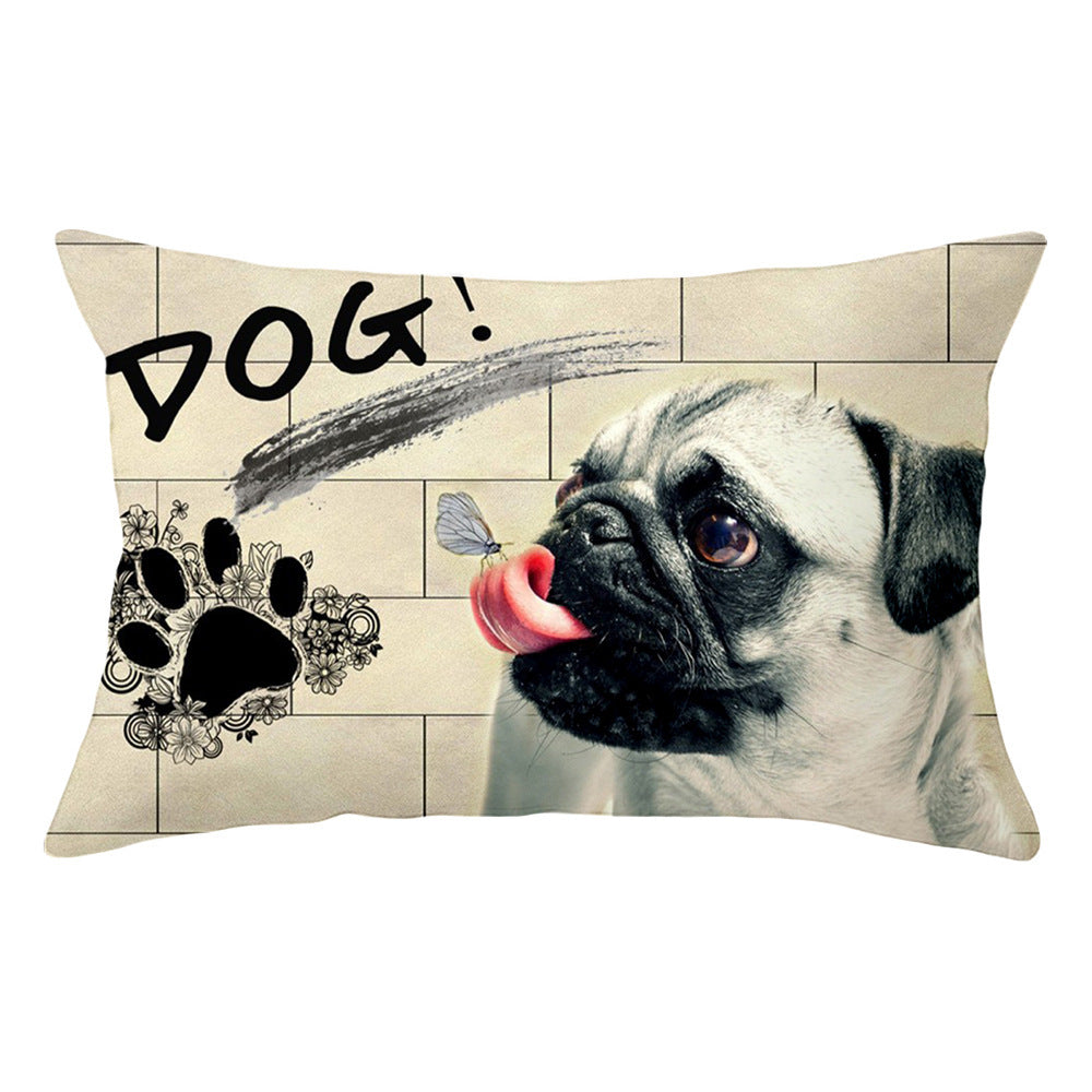 HKM-671507 Cute Pug Dog Pillowcase in Soft Plush Fabric with Invisible Zipper