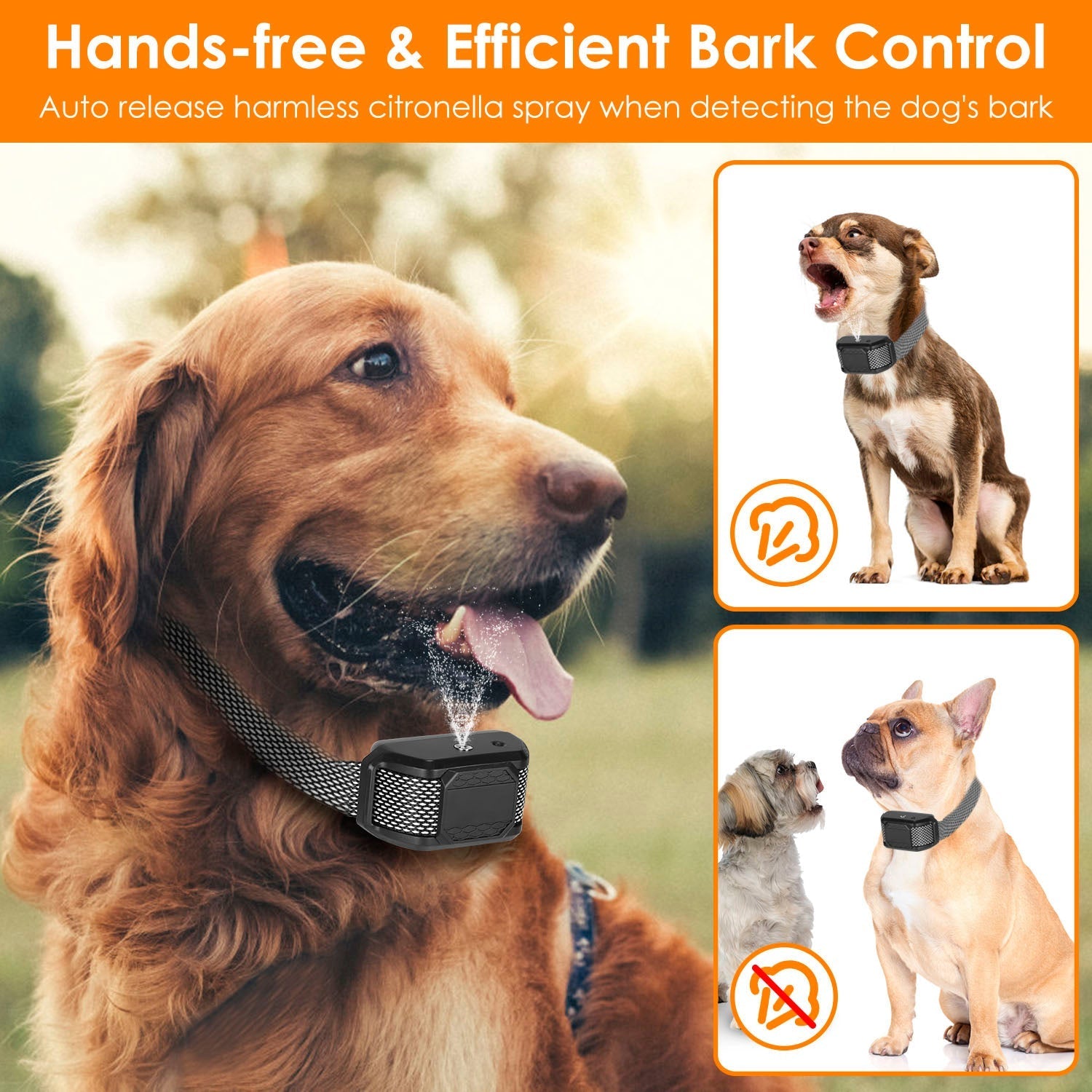 HKM-6715965 Citronella Spray Bark Collar for Dogs - Humane Anti-Barking Control, Waterproof and Rechargeable with Adjustable Fit