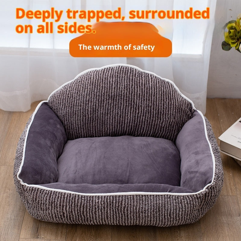 HKM-6716733 Plush Pet Sofa for Small to Medium Dogs and Cats - Stripe Design, 60x50cm