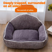 HKM-6716733 Plush Pet Sofa for Small to Medium Dogs and Cats - Stripe Design, 60x50cm