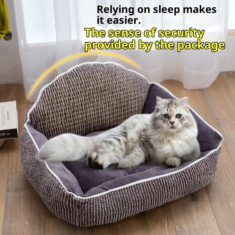 HKM-6716733 Plush Pet Sofa for Small to Medium Dogs and Cats - Stripe Design, 60x50cm