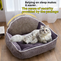 HKM-6716733 Plush Pet Sofa for Small to Medium Dogs and Cats - Stripe Design, 60x50cm