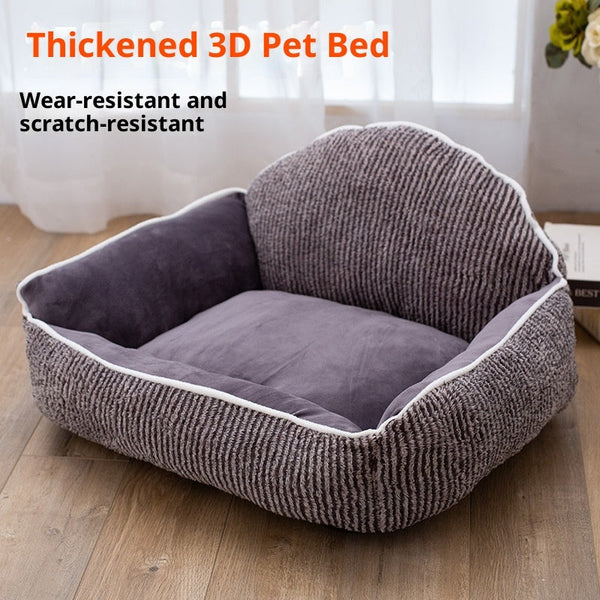 HKM-6716733 Plush Pet Sofa for Small to Medium Dogs and Cats - Stripe Design, 60x50cm