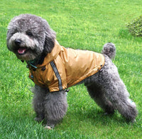 HKM-6716861 Waterproof Hooded Warm Pet Dog Raincoat in Yellow, Blue, and Red