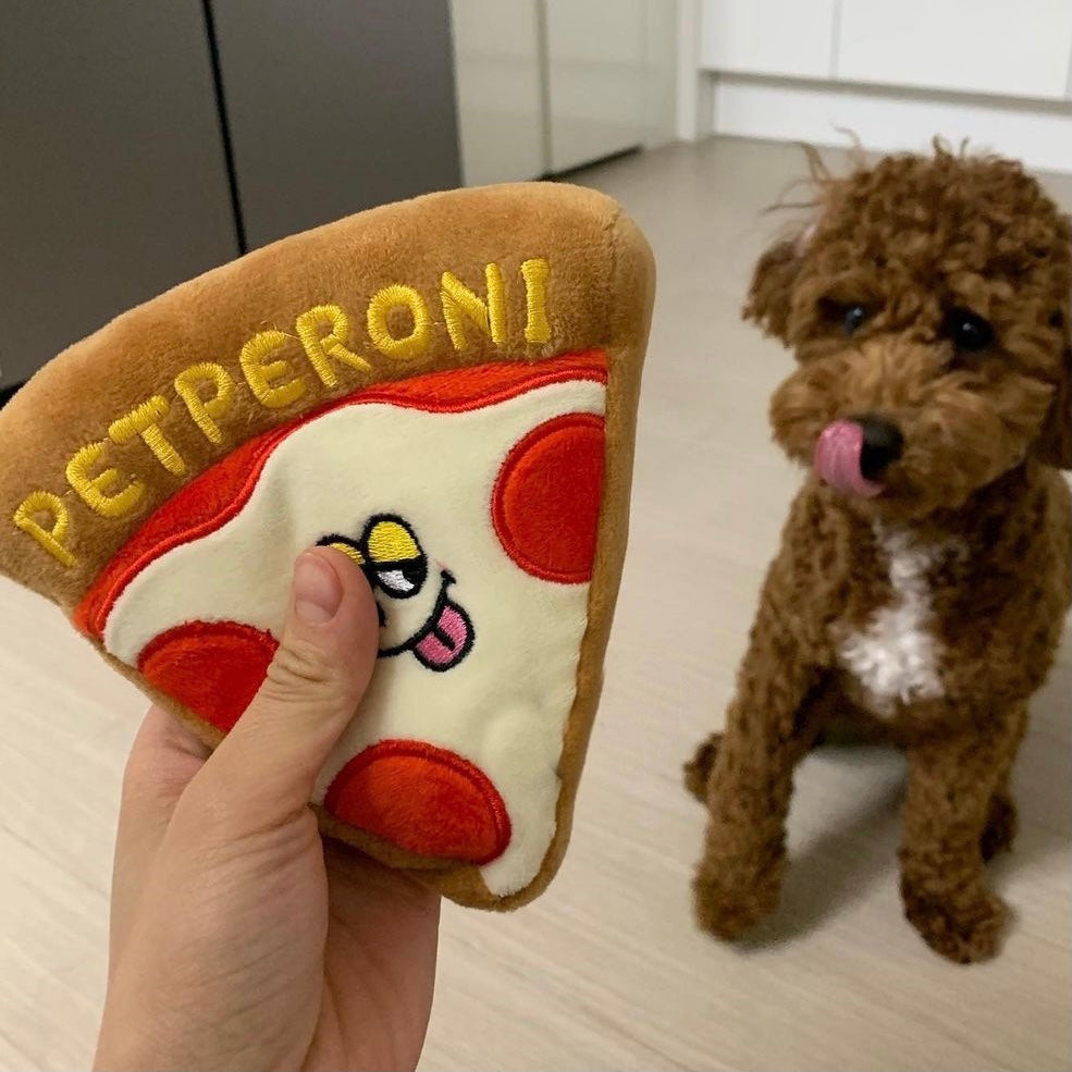 HKM-6717501 Pizza Toy for Dogs with BB Sounds and Crinkle Fun in Pizza Box Packaging