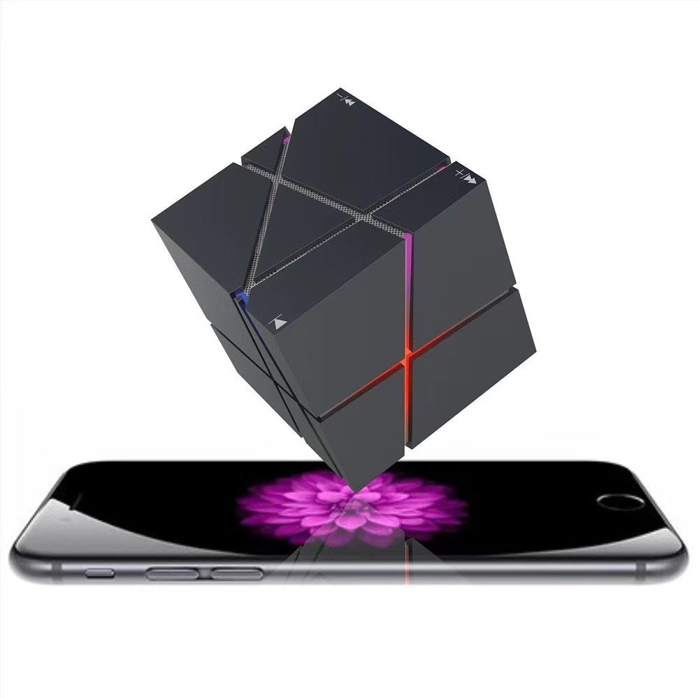 HKM-671827 Bluetooth Wireless Hi-Fi Cube Speaker with Built-In Battery, Radio, and TF Card Support
