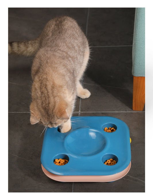 HKM-6718653 Multifunctional Cat Food Bowl and Track Toy with Amusement Plate for Intelligent Eating