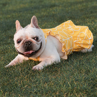 HKM-6720061 Cotton Cartoon Print Pet Dress Skirt in Pink and Yellow, Sizes 1 to 6