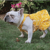 HKM-6720061 Cotton Cartoon Print Pet Dress Skirt in Pink and Yellow, Sizes 1 to 6