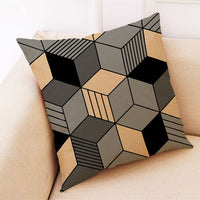 HKM-672019 Marble Pattern Cotton and Linen Pillowcase, Super Soft Velvet Cushion Cover, 45x45cm