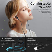 HKM-672019 Type-C Wired Earphones with Noise Reduction, Semi In-Ear Design, Magnetic Suction and Built-In Mic for Compatibility with Google, Samsung, Sony, and Huawei Devices