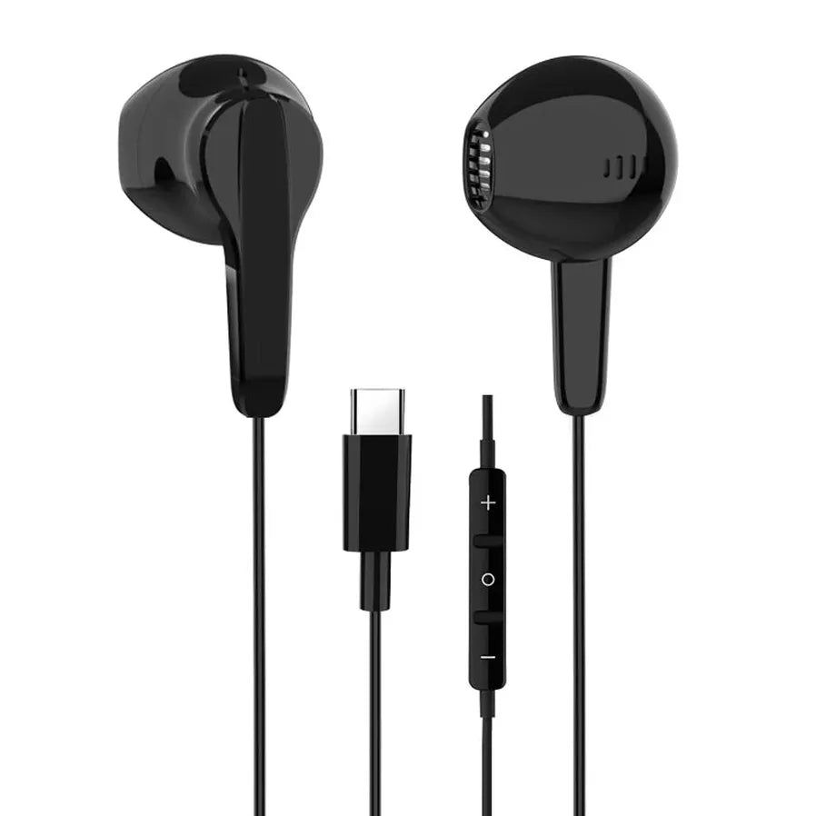 HKM-672019 Type-C Wired Earphones with Noise Reduction, Semi In-Ear Design, Magnetic Suction and Built-In Mic for Compatibility with Google, Samsung, Sony, and Huawei Devices