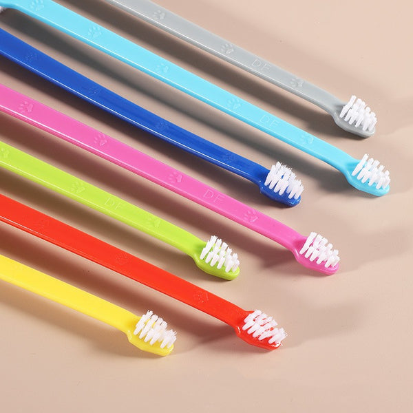 HKM-6720317 Pet Long Handle Double Head Toothbrush for Gingival Care in Various Colors