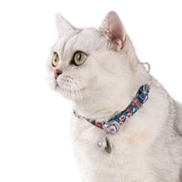 HKM-6720445 Fragmented Flower Design Cat Collar with Aluminum Buckle and Zinc Alloy Bell