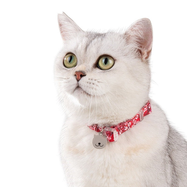 HKM-6720445 Fragmented Flower Design Cat Collar with Aluminum Buckle and Zinc Alloy Bell
