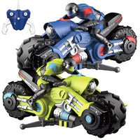 HKM-672083 Remote Control Stunt Drift Motorcycles for Kids, 1/10 Scale, Ages 2-13, ABS Plastic