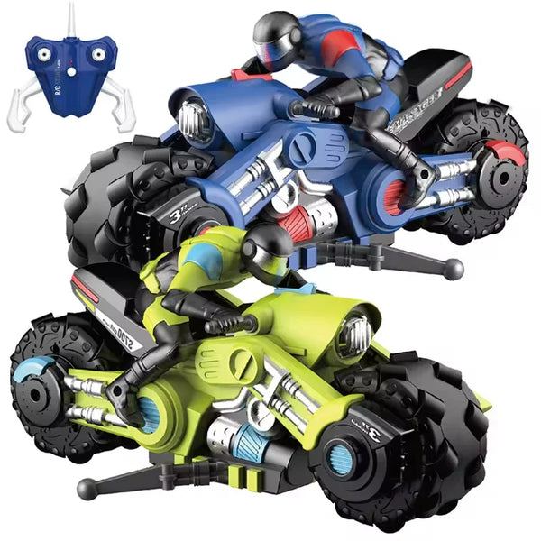 HKM-672083 Remote Control Stunt Drift Motorcycles for Kids, 1/10 Scale, Ages 2-13, ABS Plastic