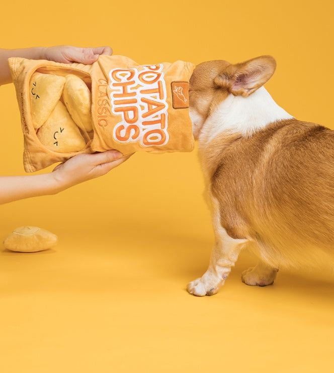 HKM-6721085 Plush Educational Dog Toy Set - Creative Sounding, Bite Resistant, Orange Bread Design