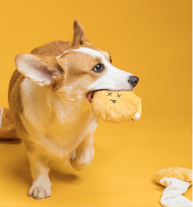 HKM-6721085 Plush Educational Dog Toy Set - Creative Sounding, Bite Resistant, Orange Bread Design