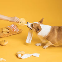 HKM-6721085 Plush Educational Dog Toy Set - Creative Sounding, Bite Resistant, Orange Bread Design