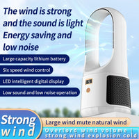 HKM-672147 Portable Bladeless Desk Fan – Rechargeable Personal Cooling Device for Home and Office Use