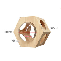 HKM-6721725 Wall-Mounted Solid Wood Cat Climbing Frame with Platforms, Ladders, and Accessories