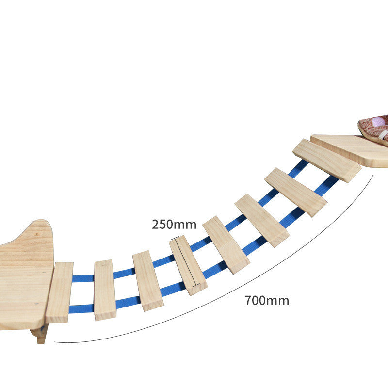 HKM-6721725 Wall-Mounted Solid Wood Cat Climbing Frame with Platforms, Ladders, and Accessories