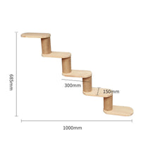 HKM-6721725 Wall-Mounted Solid Wood Cat Climbing Frame with Platforms, Ladders, and Accessories