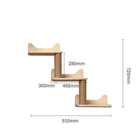 HKM-6721725 Wall-Mounted Solid Wood Cat Climbing Frame with Platforms, Ladders, and Accessories