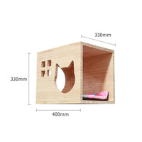 HKM-6721725 Wall-Mounted Solid Wood Cat Climbing Frame with Platforms, Ladders, and Accessories