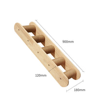 HKM-6721725 Wall-Mounted Solid Wood Cat Climbing Frame with Platforms, Ladders, and Accessories