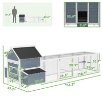 HKM-6722109 Extra Large Wooden Chicken Coop with Nesting Boxes and Run Cage - Accommodates 10-15 Chickens