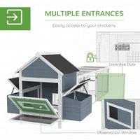 HKM-6722109 Extra Large Wooden Chicken Coop with Nesting Boxes and Run Cage - Accommodates 10-15 Chickens