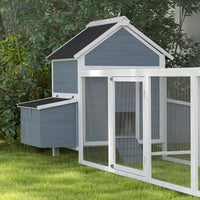 HKM-6722109 Extra Large Wooden Chicken Coop with Nesting Boxes and Run Cage - Accommodates 10-15 Chickens
