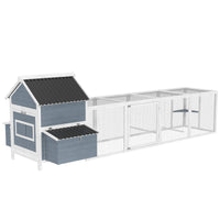 HKM-6722109 Extra Large Wooden Chicken Coop with Nesting Boxes and Run Cage - Accommodates 10-15 Chickens