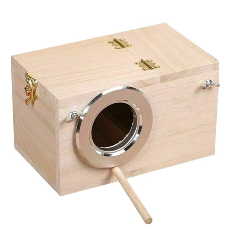 HKM-672211 Natural Wooden Birdhouse - Modern Hanging Nest with Polished Surface and Solid Color Design