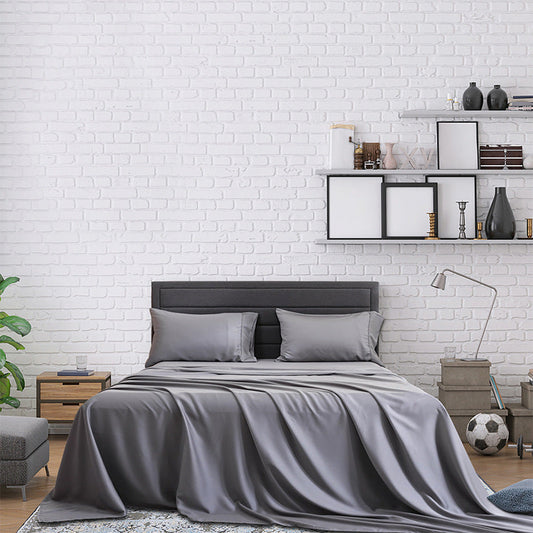 HKM-672275 Bamboo Fiber Solid Color Bedding Set - Full, Queen, King Sizes Available