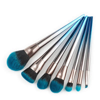 HKM-672339 Gradient Blue and Black Diamond Makeup Brush Set - 7 Piece Collection
