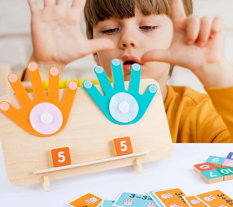 HKM-672403 Montessori Wooden Finger Counting Game for Early Learning Mathematics