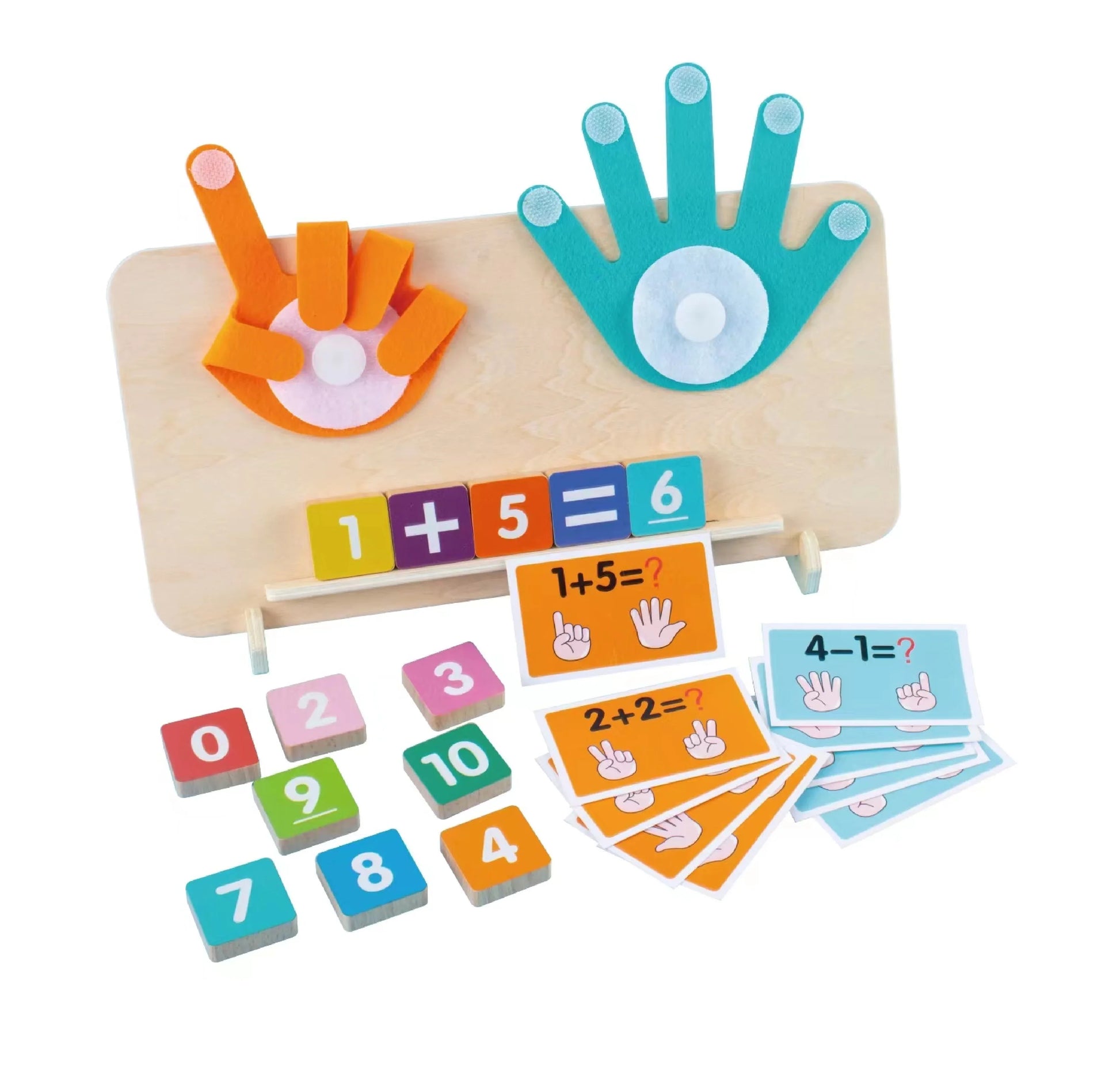 HKM-672403 Montessori Wooden Finger Counting Game for Early Learning Mathematics