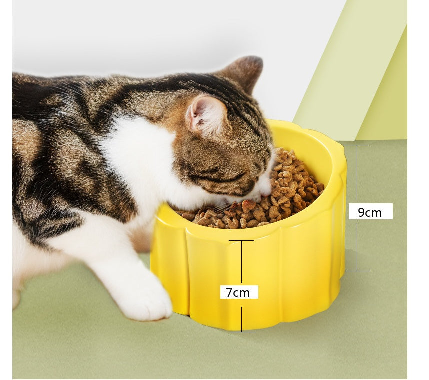 HKM-6724413 Sunflower Ceramic Cat and Dog Bowl - 200ml Capacity, 8x10x14.5cm Size