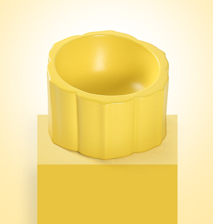 HKM-6724413 Sunflower Ceramic Cat and Dog Bowl - 200ml Capacity, 8x10x14.5cm Size