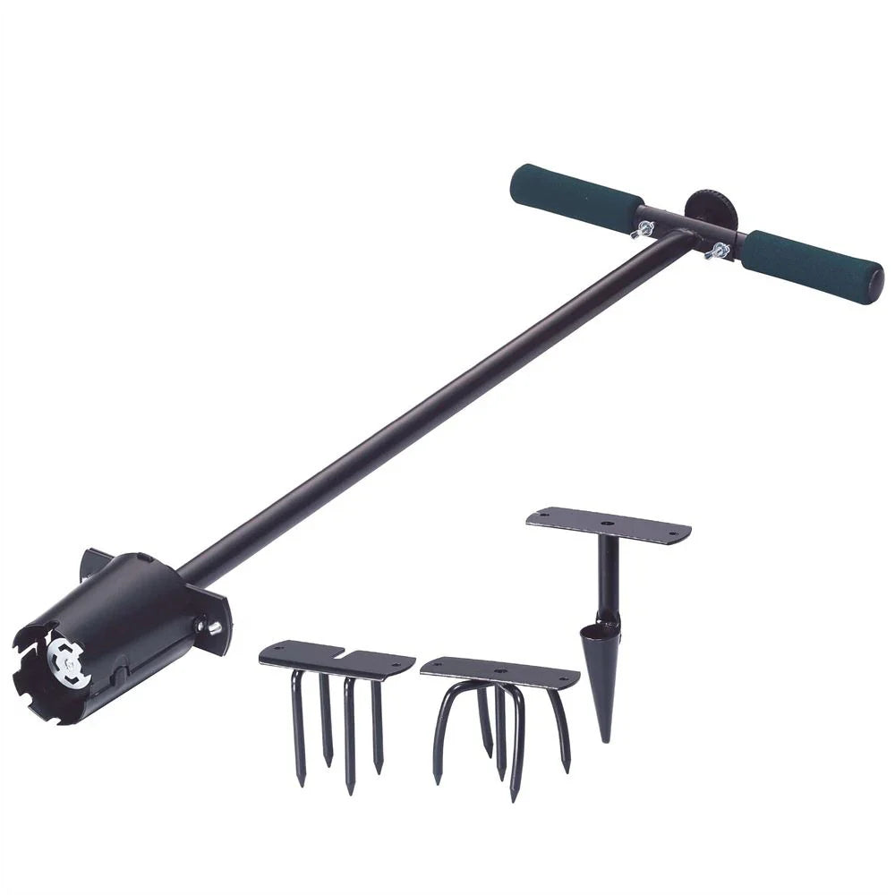 HKM-672467 Interchangeable Lawn Care Tool Set with Cultivator, Weeder, Bulb Planter, and Aerator Heads