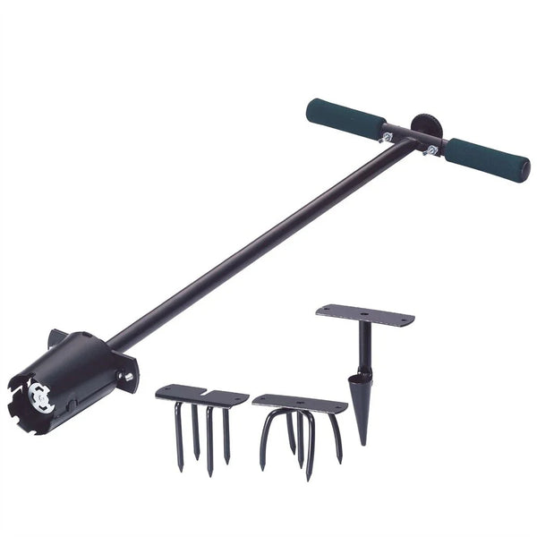HKM-672467 Interchangeable Lawn Care Tool Set with Cultivator, Weeder, Bulb Planter, and Aerator Heads
