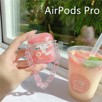 HKM-672467 Quicksand Flavored AirPods Case with Cute Animal Designs and Chain