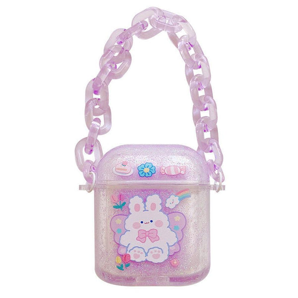 HKM-672467 Quicksand Flavored AirPods Case with Cute Animal Designs and Chain