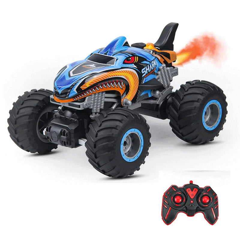 HKM-672531 RC Shark Stunt Car Toy with Lights and Music - 2.4G Remote Control for Kids, Indoor/Outdoor Fun