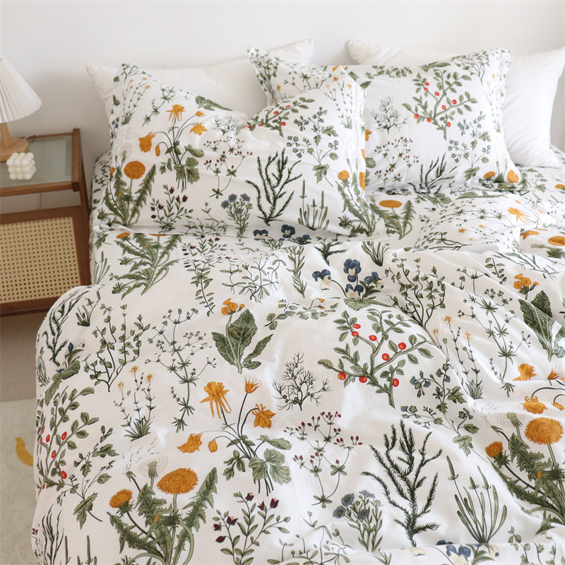 HKM-672595 Dandelion Floral Pure Cotton Bed Sheets Set in Multiple Sizes